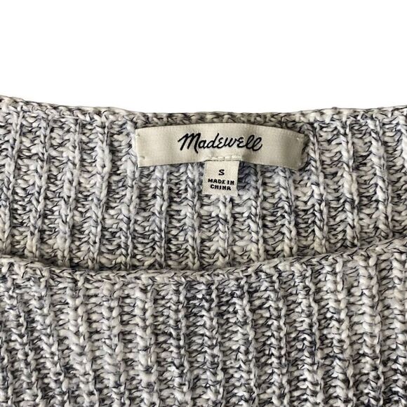 Madewell Marled Grey Wide Neck Knit Sweater Size Small - Picture 4 of 5
